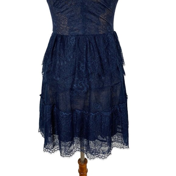BCBGMaxAzria Willa Dress XXS Blue Lace Sleeveless Evening Glam Party - Picture 3 of 10